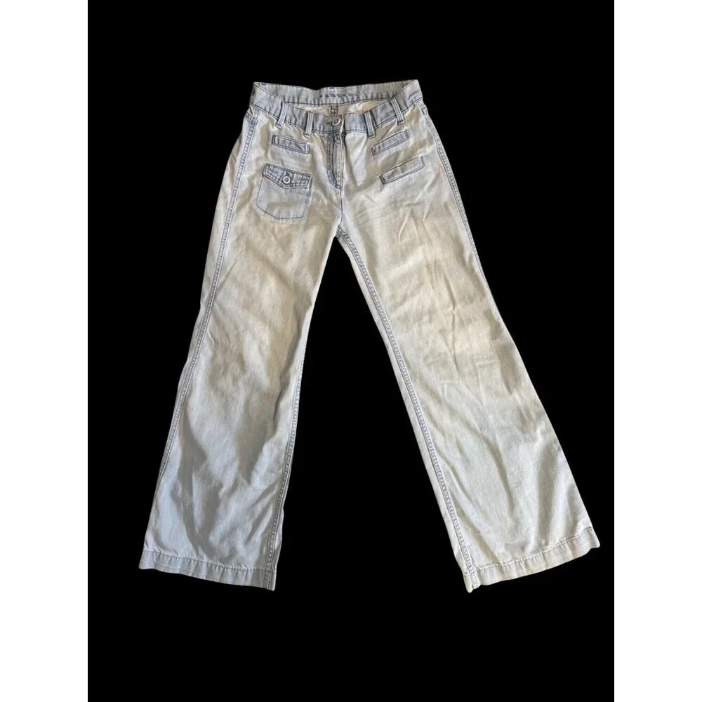 Sandro Wide Leg Jeans P3316-E Light Blue Denim Retro Jeans Size 40/L - Picture 1 of 9